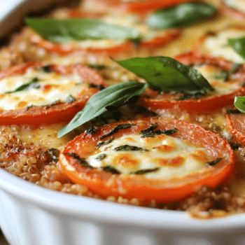 Cheesy Caprese Quinoa Bake