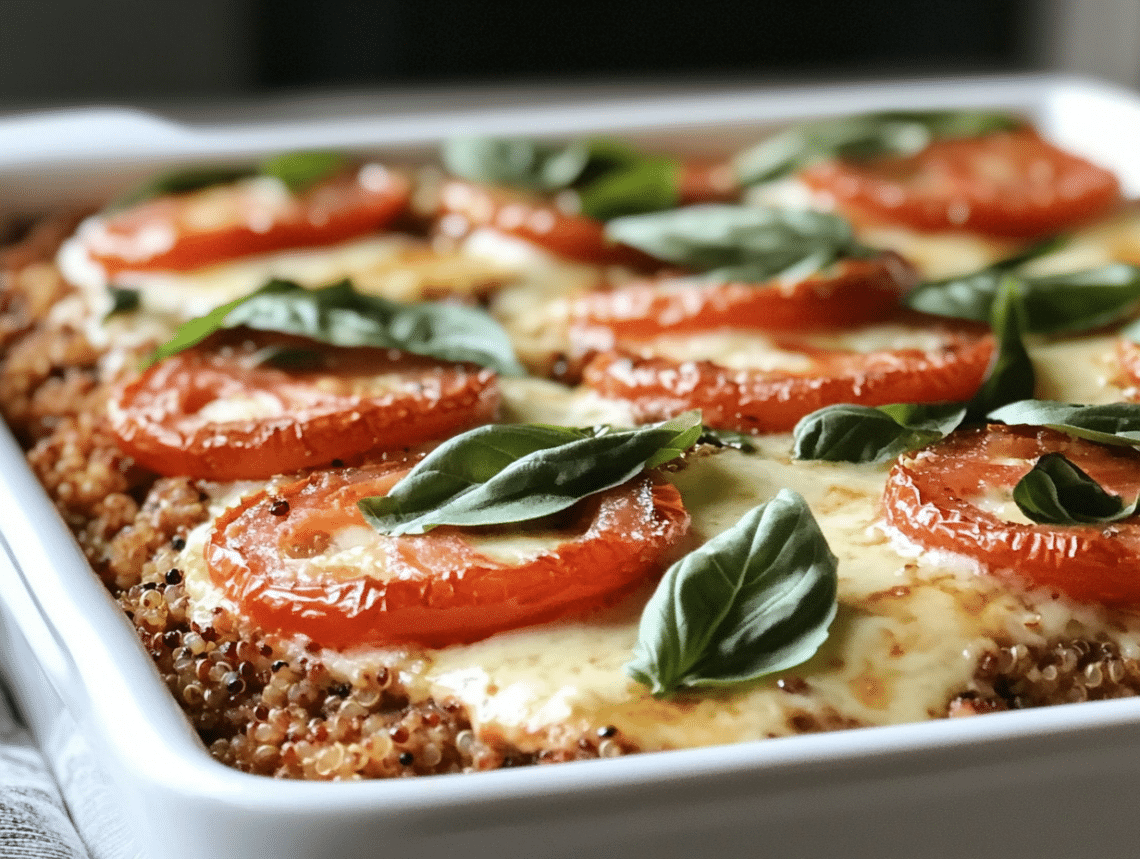 Cheesy Caprese Quinoa Bake