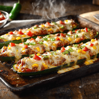 Chilli-Cheese Zucchini Boat