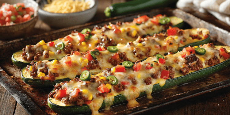 Chilli-Cheese Zucchini Boat