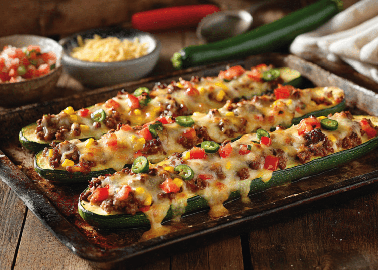 Chilli-Cheese Zucchini Boat