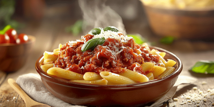 Tasty Pork Mince Ragu And Penne Pasta