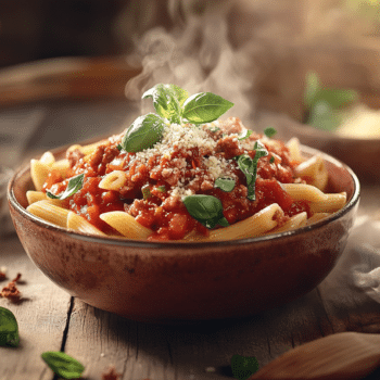Tasty Pork Mince Ragu And Penne Pasta