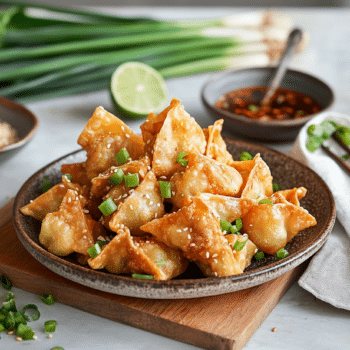 Crispy Chicken Wontons With Spicy Chili And Lime Sauce