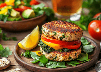 Healthy Broiled Chicken Burgers With Sautéed Peppers