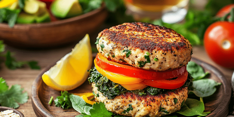 Healthy Broiled Chicken Burgers With Sautéed Peppers