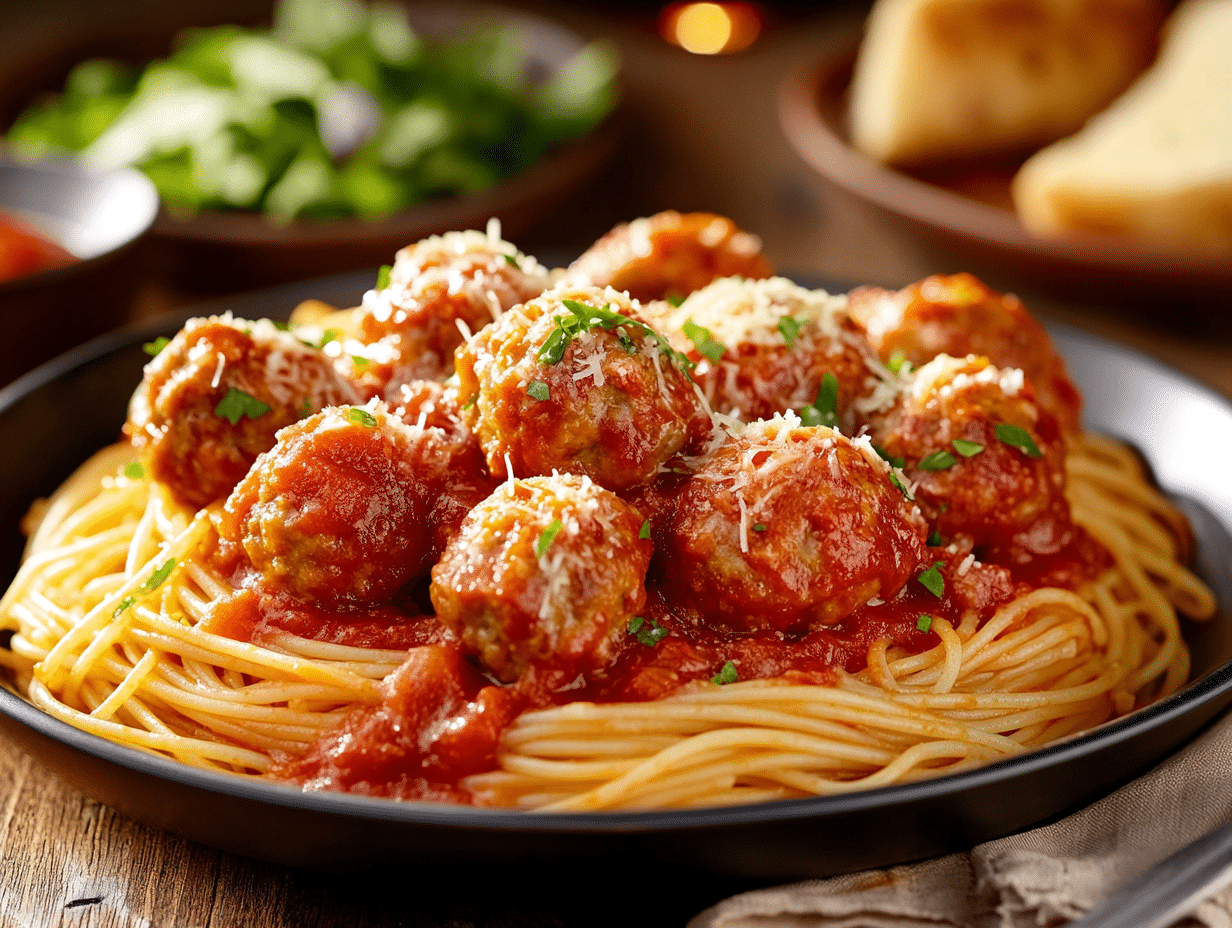 Spaghetti Marinara With Pork Meatballs