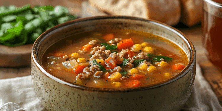 Garden Vegetable Soup With Ground Turkey