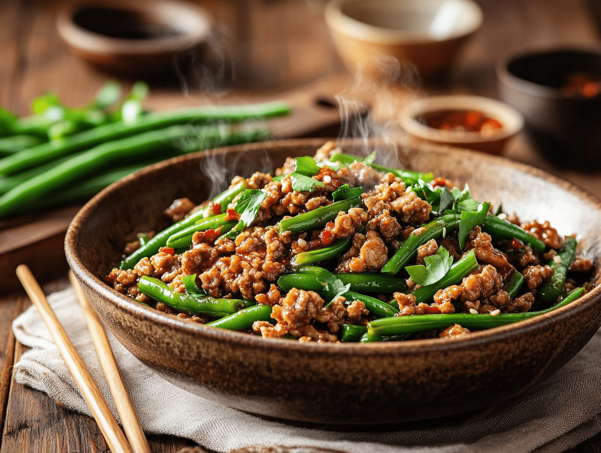 Green Bean and Ground Chicken Stir Fry