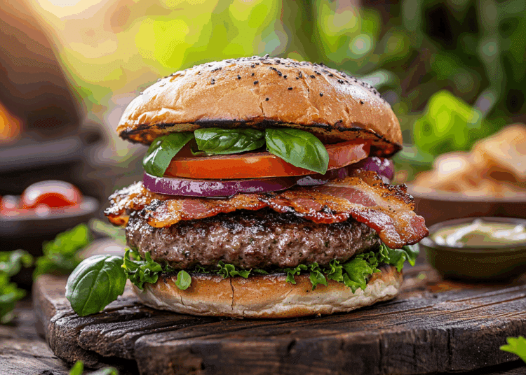 Beautiful Ground Beef Bacon And Herb Burger 1 Bacon And Herb Burger