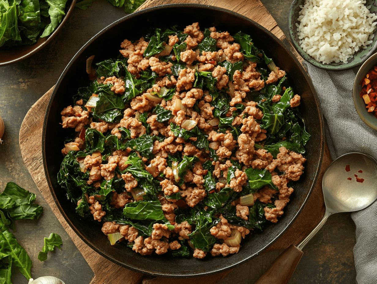 Ground Turkey With Collard Greens