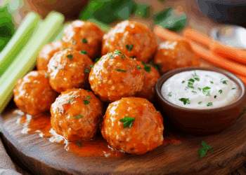 Buffalo Chicken Meatballs With Ranch Dipping Sauce