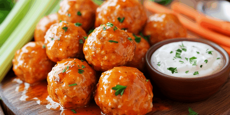 Buffalo Chicken Meatballs With Ranch Dipping Sauce