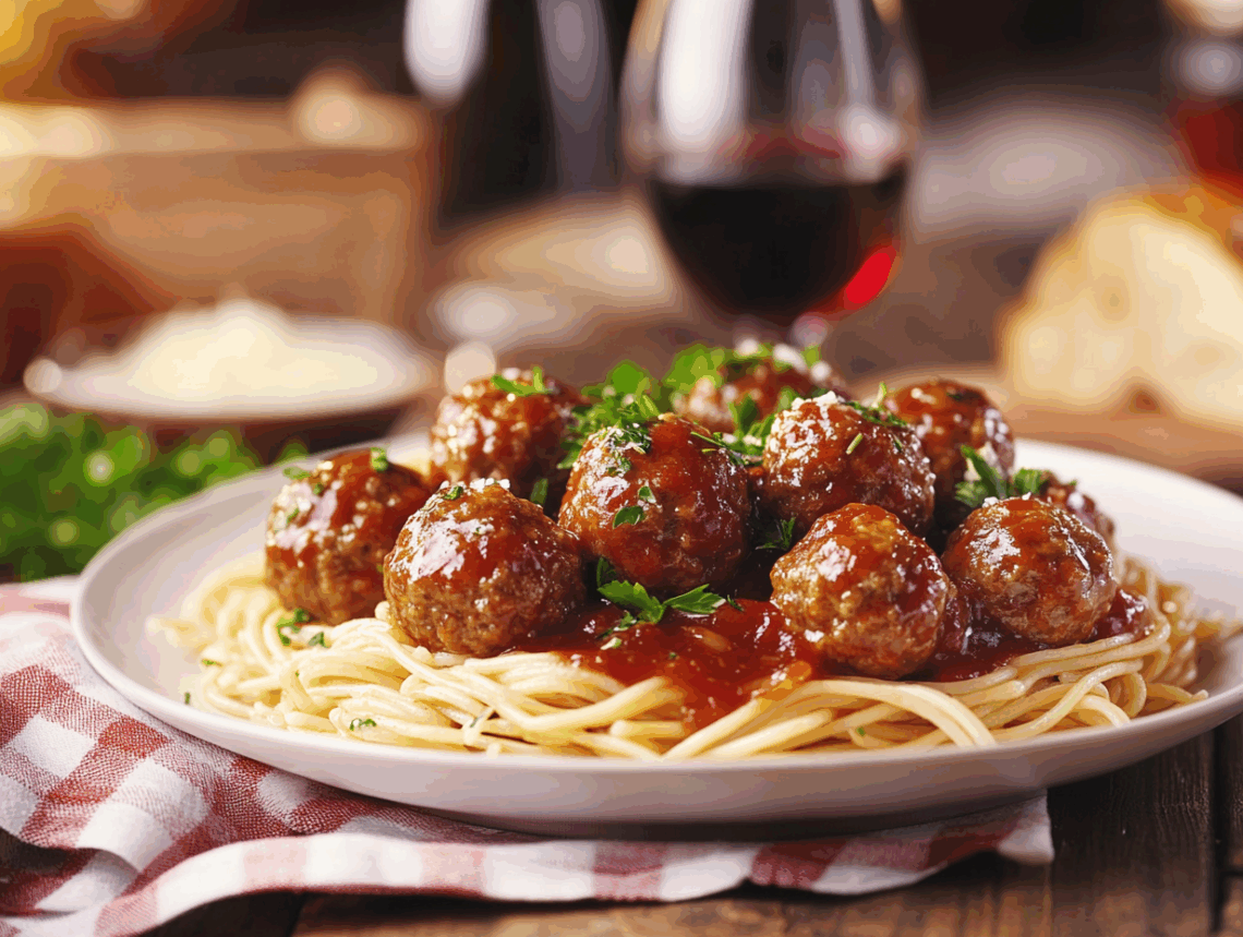 Beefy Meatballs And Pasta