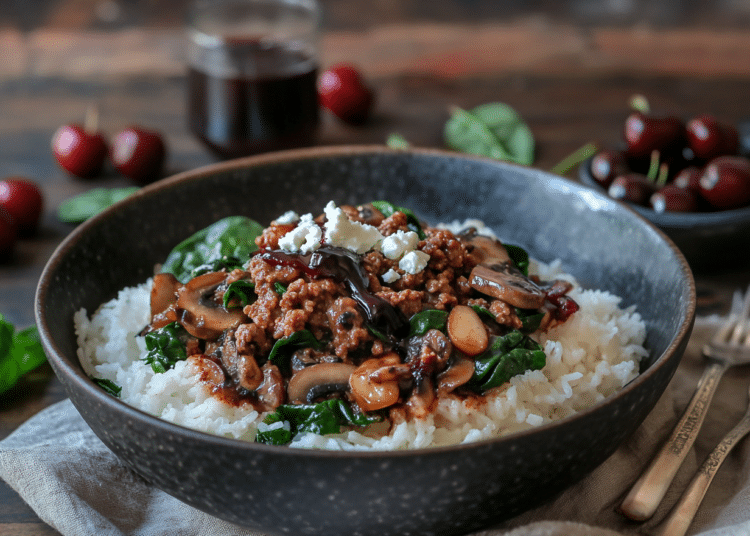 Spicy Lamb Stir Fry Rice Bowl
