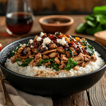 Spicy Lamb Stir Fry Rice Bowl