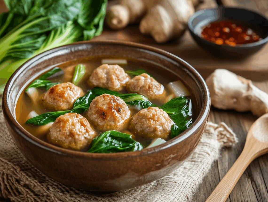 Scrumptious Bok Choy Meatball Soup