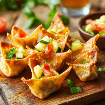Flaky Baked Wonton With Pineapple Salsa