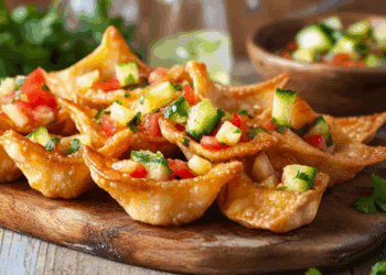 Flaky Baked Wonton With Pineapple Salsa
