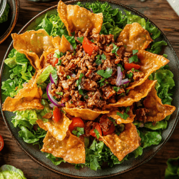 Appetizing Pork And Crispy Wonton Salad