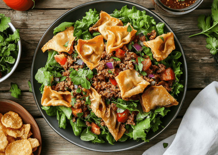 Appetizing Pork And Crispy Wonton Salad