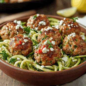 Savoury Turkey Meatballs With Zucchini Noodles