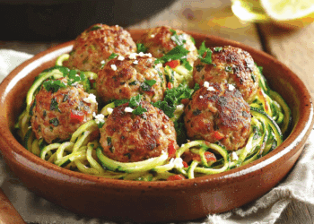 Savoury Turkey Meatballs With Zucchini Noodles
