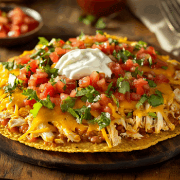 Filling Chicken And Cheese Tostada