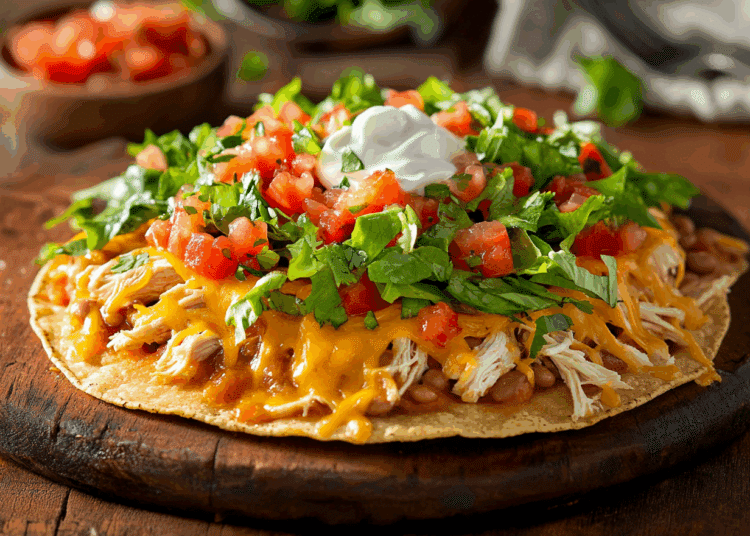 Filling Chicken And Cheese Tostada