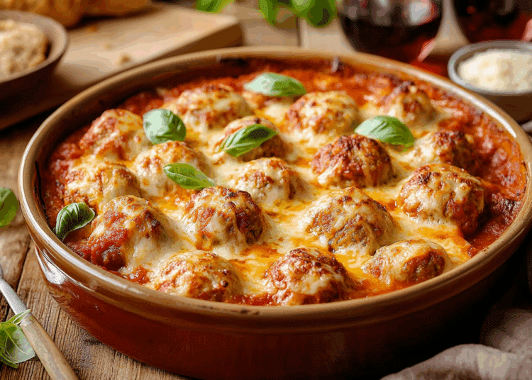 Healthy Chicken Parmesan Meatball Bake 1 Healthy Chicken Parmesan Meatball Bake