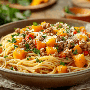 Roasted Butternut Squash With Ground Turkey Pasta2