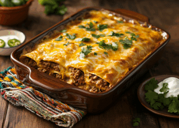 Filling Green Chile Ground Beef Enchilada Recipe