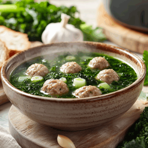 Healthy Kale Leek Meatball Soup2