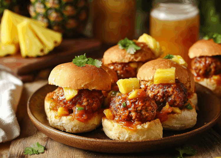 Appetizing Al Pastor Turkey Meatball Sliders