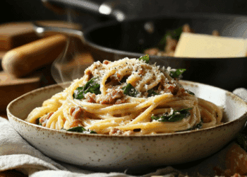 Filling Pork Spaghetti Carbonara
