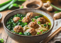 Warm Asian Meatball Noodle Soup Recipe