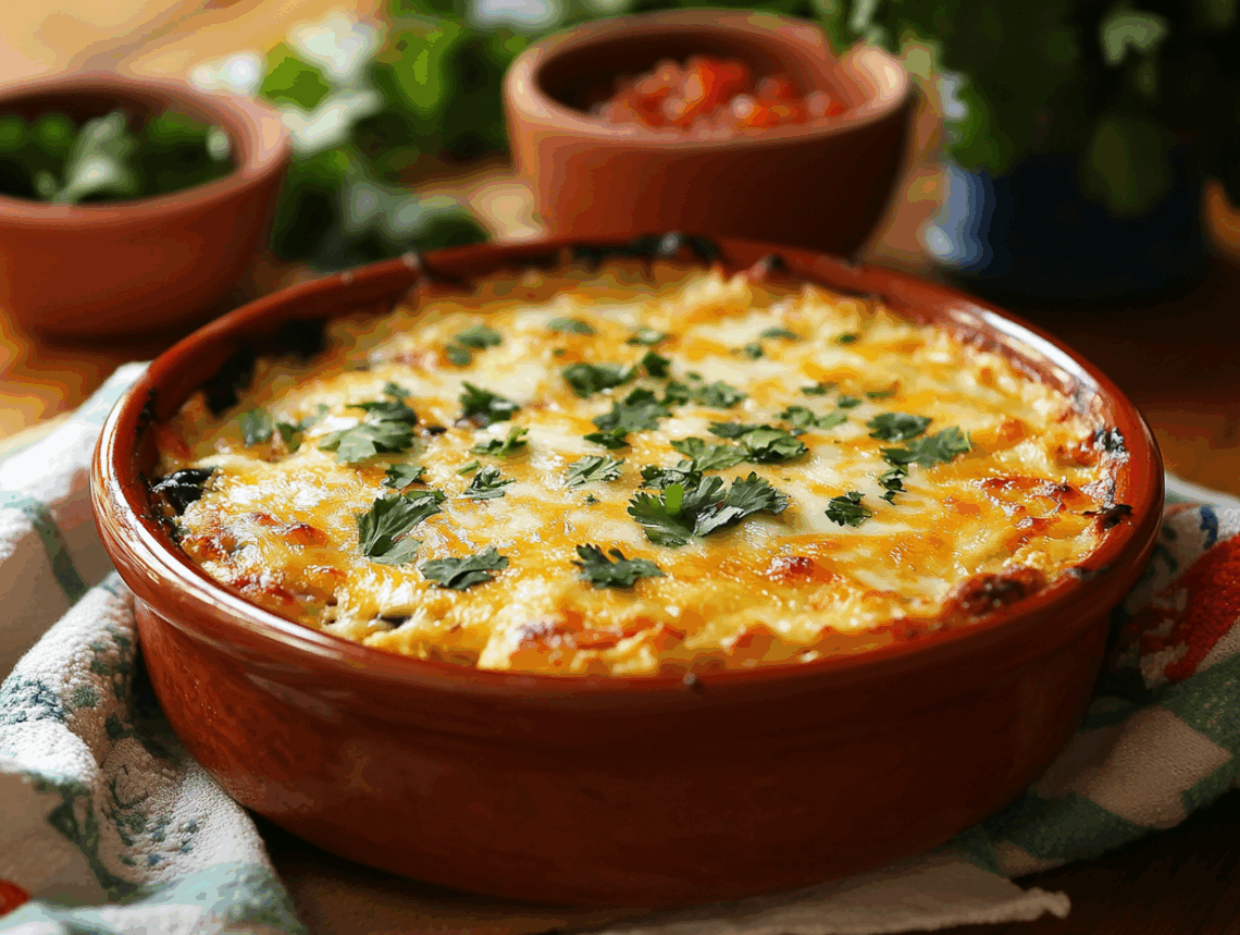 Cheesy Chicken Poblano Casserole 1 Cheesy Chicken Poblano Casserole