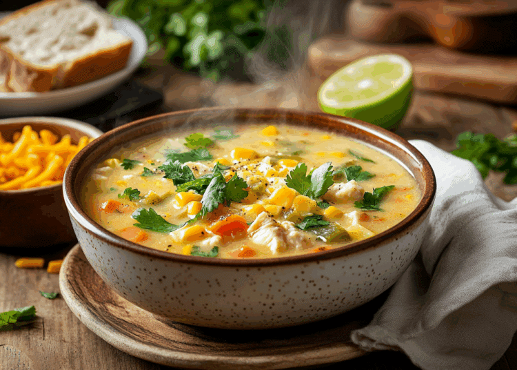 Delicious Roasted Poblano Chicken Corn Chowder