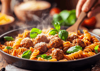 Meaty Sausage Meatball Pasta With Balsamic Vinegar