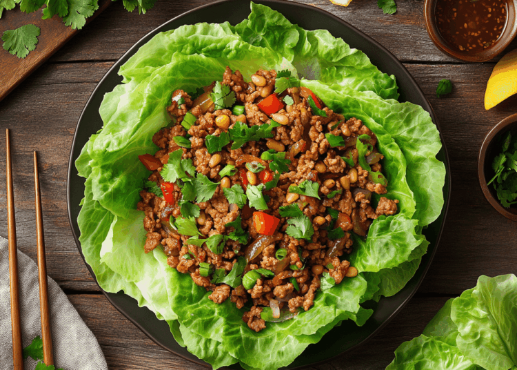 Asian Ground Turkey And Pine Nut Lettuce Wraps
