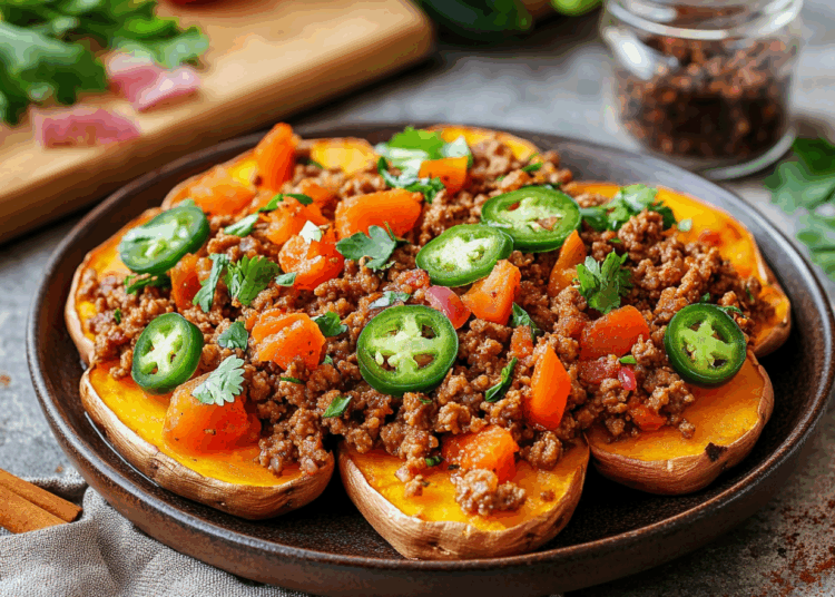 Spicy Ground Turkey In Sweet Potatoes 1 Spicy Ground Turkey In Sweet Potatoes