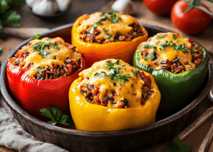Delightful Ground Turkey And Wild Rice Stuffed Peppers
