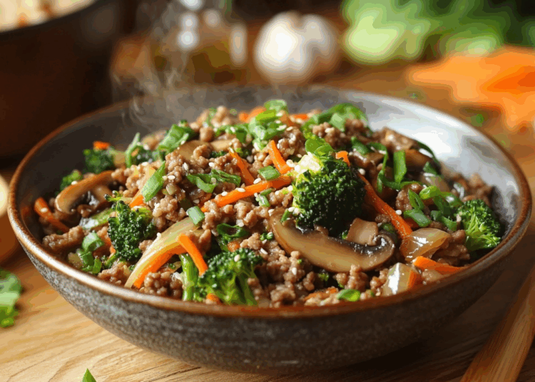 Warm Ground Pork Broccoli Slaw
