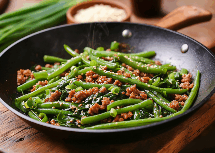 Hearty Stir-Fried Ground Pork And Greens