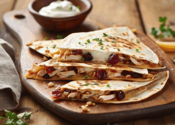 Filling Turkey, Cranberry And Brie Quesadilla