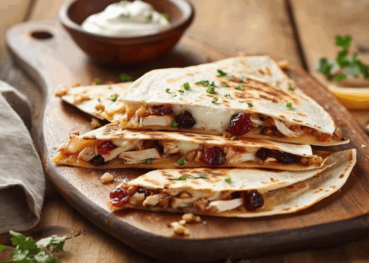 Filling Turkey, Cranberry And Brie Quesadilla