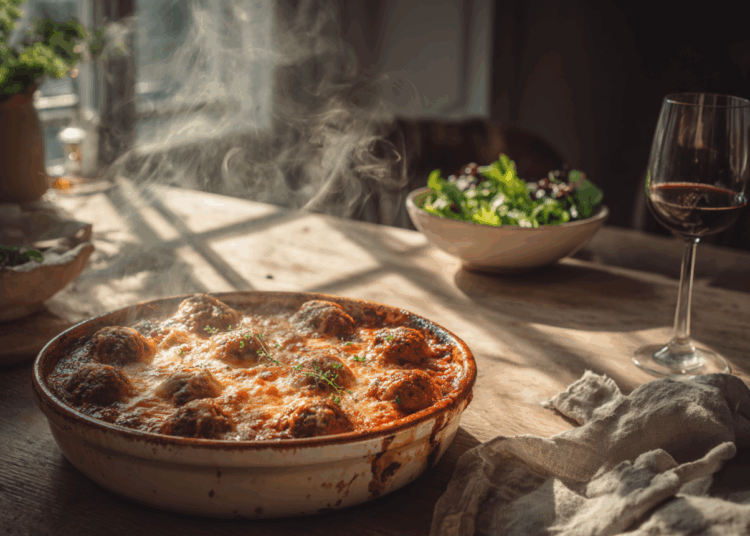 Hearty Italian Meatball Gratin