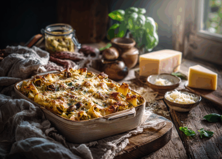 Flavourful Pesto Chicken Rigatoni Bake