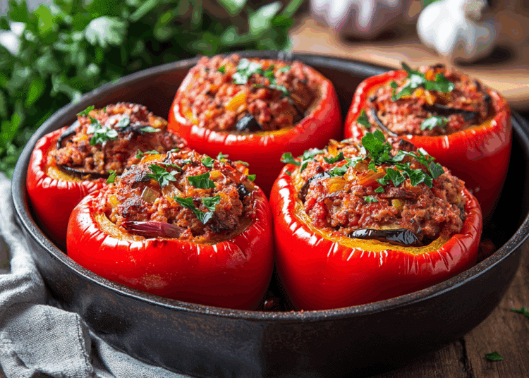 Filling Turkey And Eggplant Stuffed Peppers