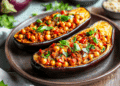 Heavenly Baked Eggplant Stuffed With Spicy Tomato Chickpeas